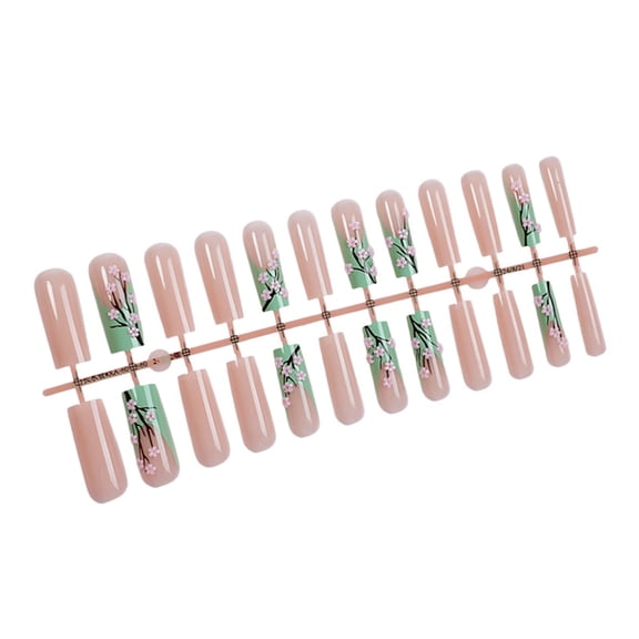 24pcs Long Square Acrylic Autumn Winter Nails Floral Designs on Nails Manicure For Fashion Women