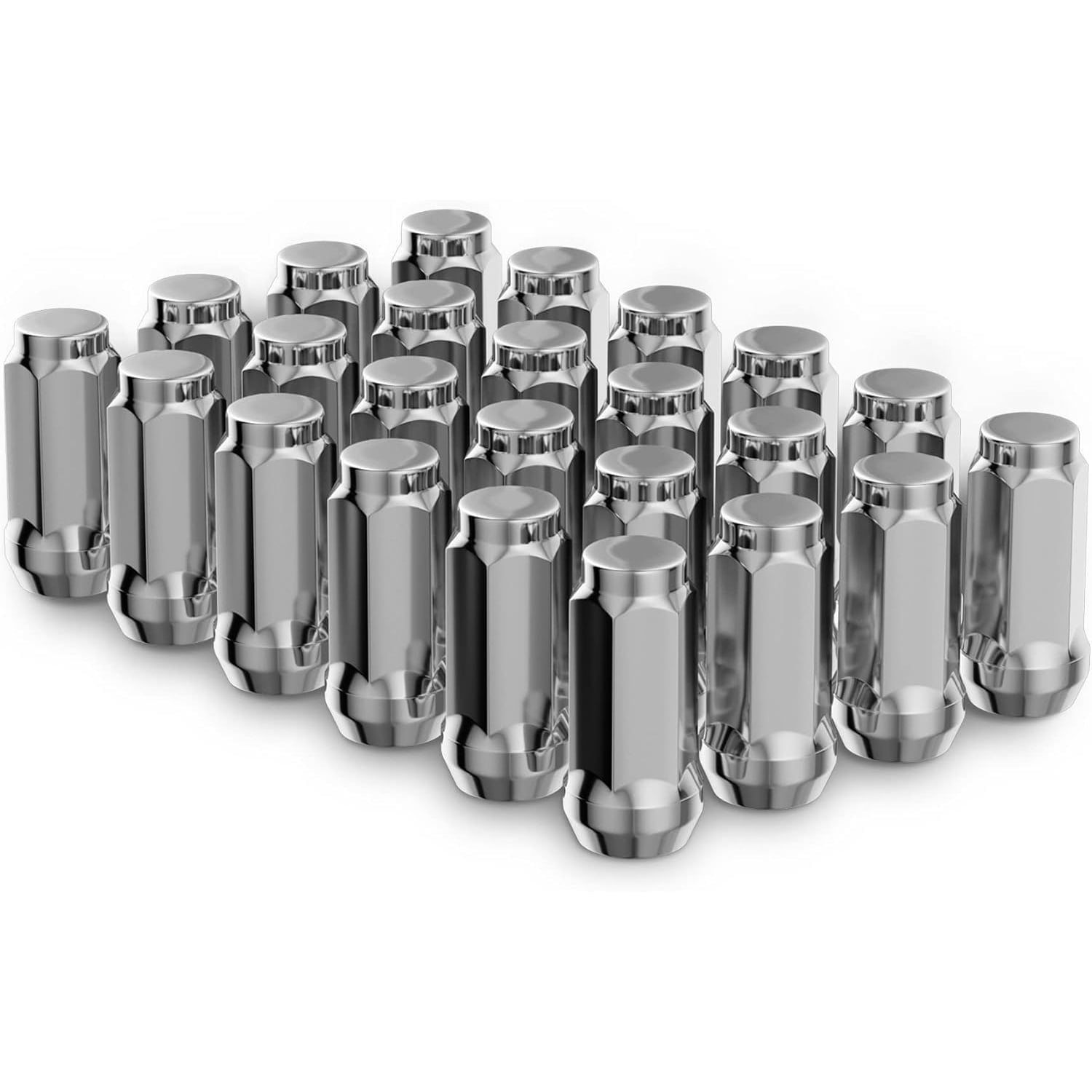 24pcs M14x1.5 Lug Nuts for Silverado Suburban Sierra 1500 Tahoe Yukon Escalade ESV, 1.78 inch Closed End Bulge Acorn Chrome Lug Nuts Replacement 19mm Hex One-Piece Wheel Lug Nut