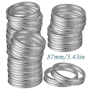 24pcs Mason Jar Replacement Rings,87mm Wide Mouth Rustproof Canning Lid Tinplate Metal Bands,Fit for Kerr & Ball Jar,Silver