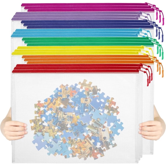 A4 Mesh File 24pcs Mesh Zipper Pouch File Bags Puzzle Storage Bags, A3 17x12 Inches ...