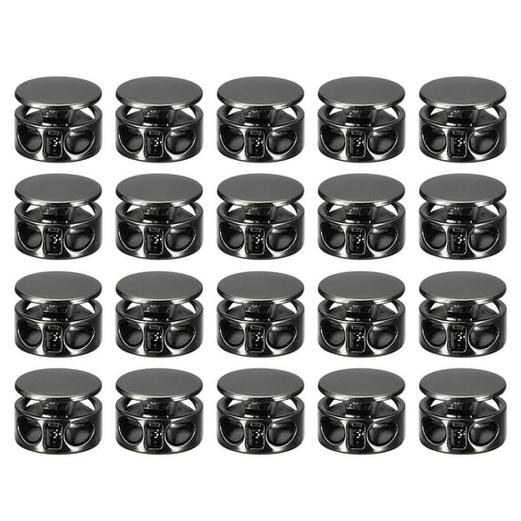24pcs Metal Cord Locks End Spring Toggle Stopper Slider for Drawstring Backpack Craft Supplies, Black