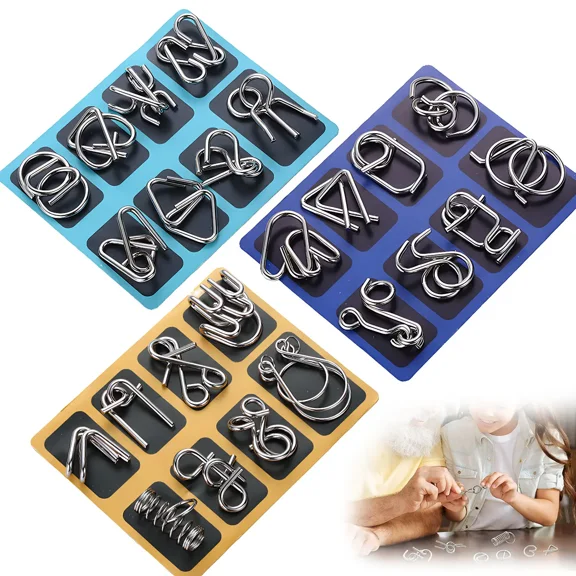 24pcs Metal Wire Puzzle Set, Brain Teaser IQ Test Disentanglemen Iron Link Unlock Interlock Game Ring Magic Trick for Party Favor Kids Adults Challenge, Holiday Gift Ideas