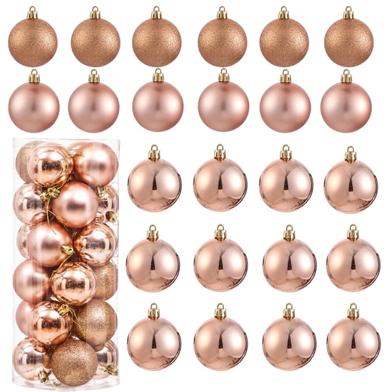 24pcs Mini Christmas Balls Ornaments, Christmas Ball Set, Shatterproof Christmas Hanging Balls for Xmas Tree, Holiday, Wedding, Mardi Gras Party