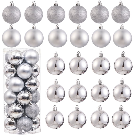 24pcs Mini Christmas Balls Ornaments, Christmas Ball Set, Shatterproof Christmas Hanging Balls for Xmas Tree, Holiday, Wedding, Mardi Gras Party