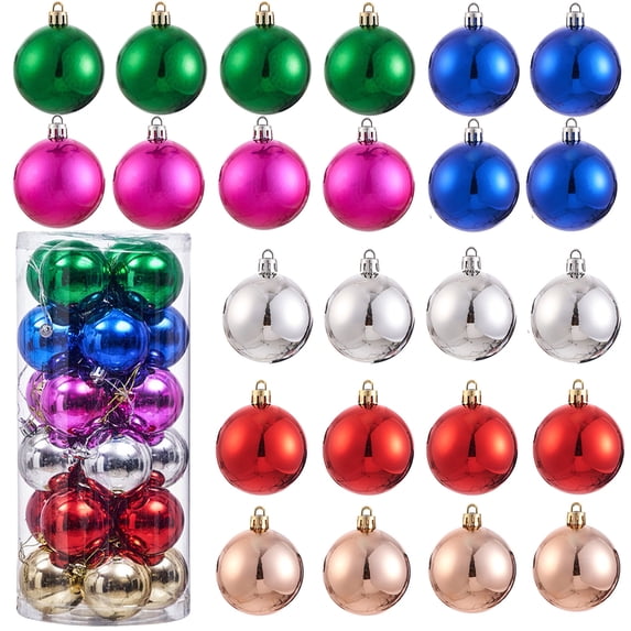 24pcs Mini Christmas Balls Ornaments, Christmas Ball Set, Shatterproof Christmas Hanging Balls for Xmas Tree, Holiday, Wedding, Mardi Gras Party