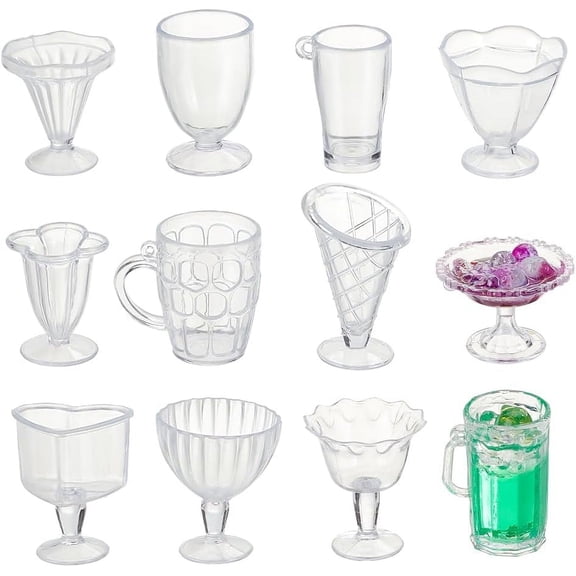 24pcs Mini Cups Keychain Kit Miniature Simulation Plastic Resin Cup Dollhouse Miniature Tableware Pendant Charm for DIY Keychain Decors Earring Jewelry Making Simulation Craft diy