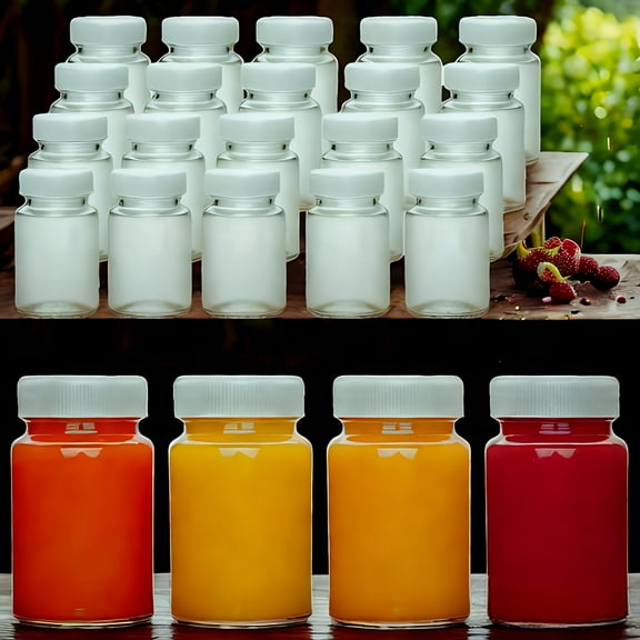 24pcs Mini Glass Jars with Lids & Blank Labels - Wide Mouth Leak-Proof, Dishwasher Safe | Clear Containers for Ginger/Juice/Sauces/Spices, Ideal for Pantry/Travel/Gift Storage