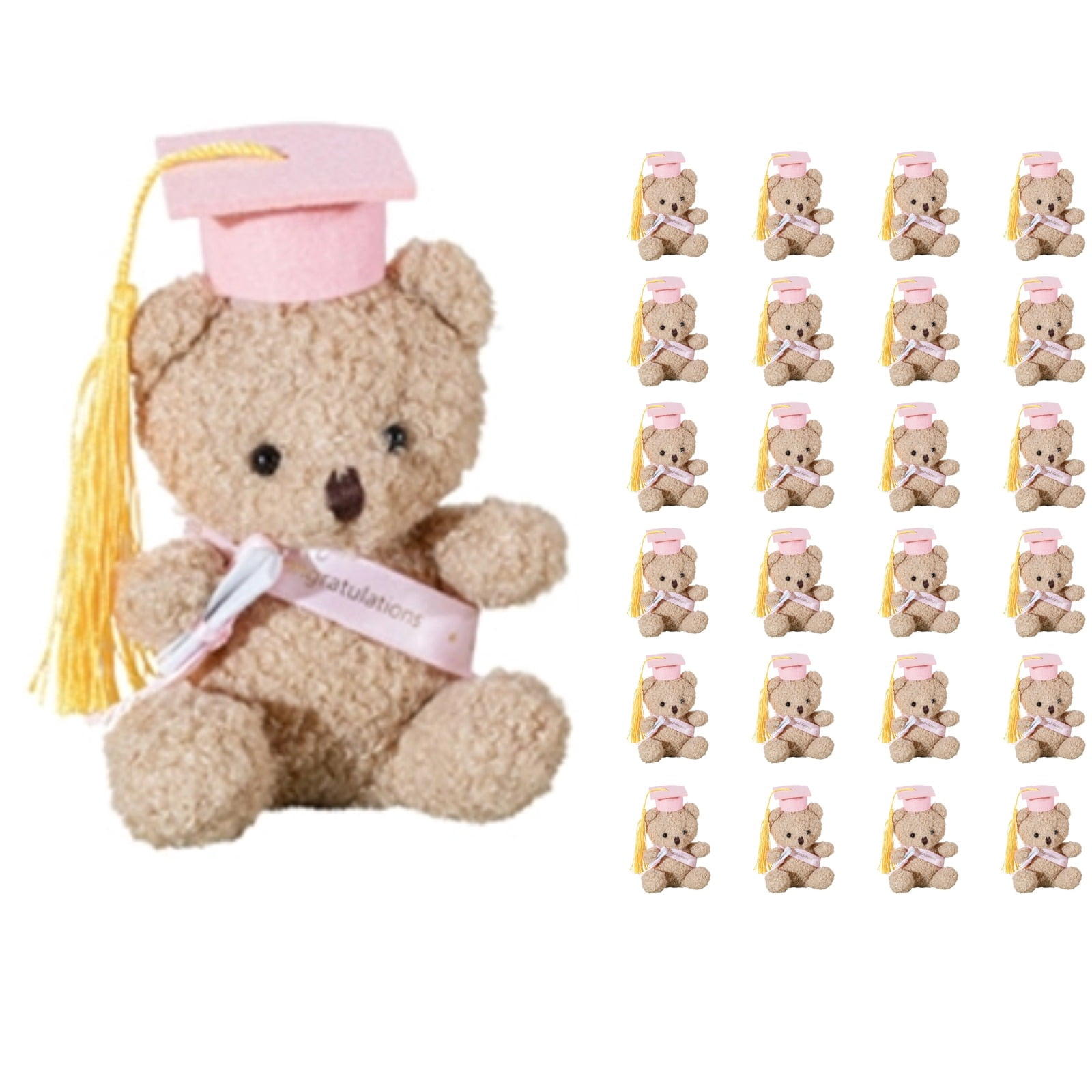 24pcs Mini Graduation Bear Doll Flower Bear Doll Bouquet Decor Graduation Present