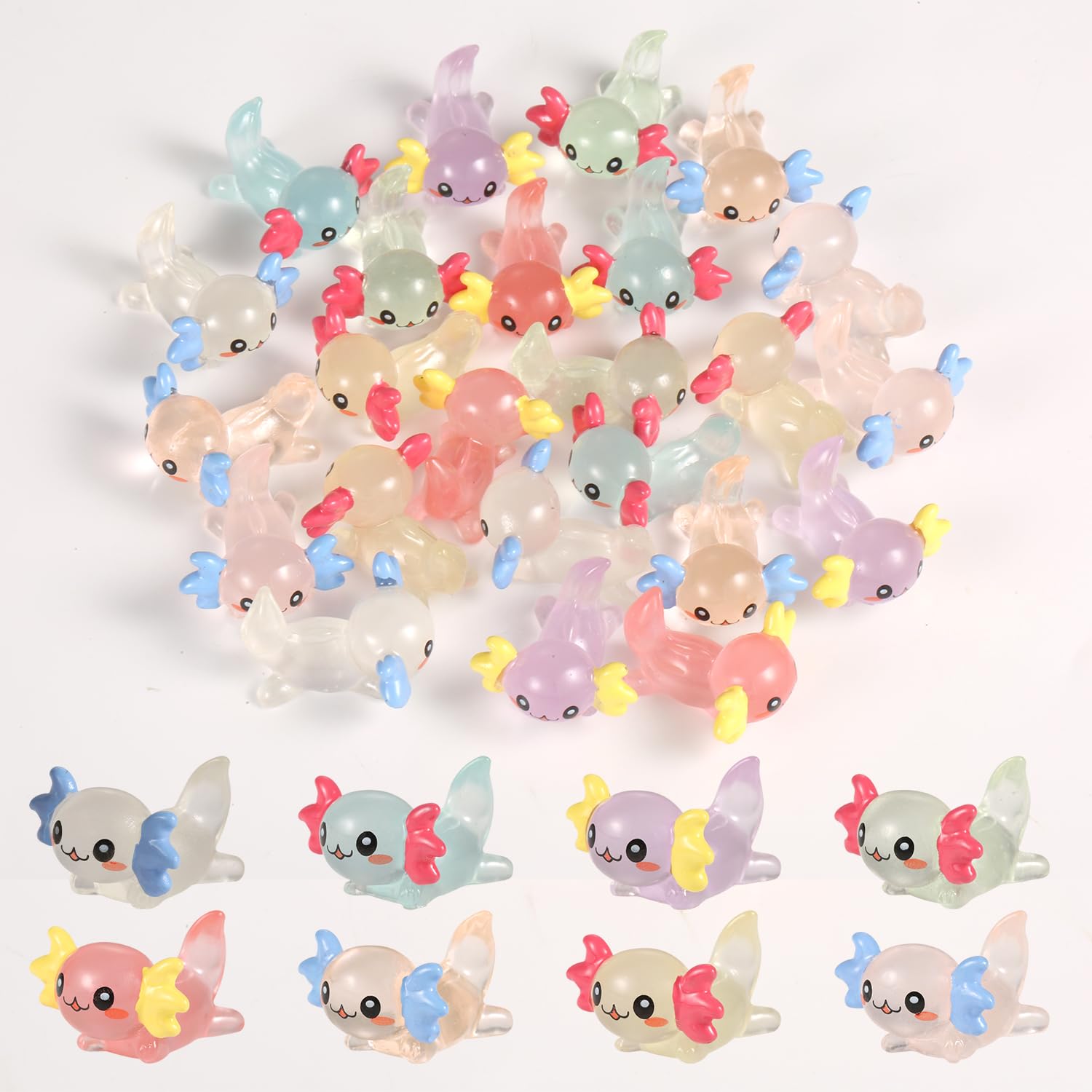 8/16/24/32pcs Mini Resin Axolotl Miniature Figurine, Glow In The Dark Tiny Animal Figurines Small Luminous Charm Ornament For Diy Craft Garden Landscape Dollhouse Ornament Potted Plants Decorations P 67324579