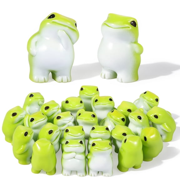 24pcs Mini Resin Frogs Cute Tiny Frog Figurines Waterproof Decor for Fairy Garden Desk Home Micro Landscape Ornament Resin Green