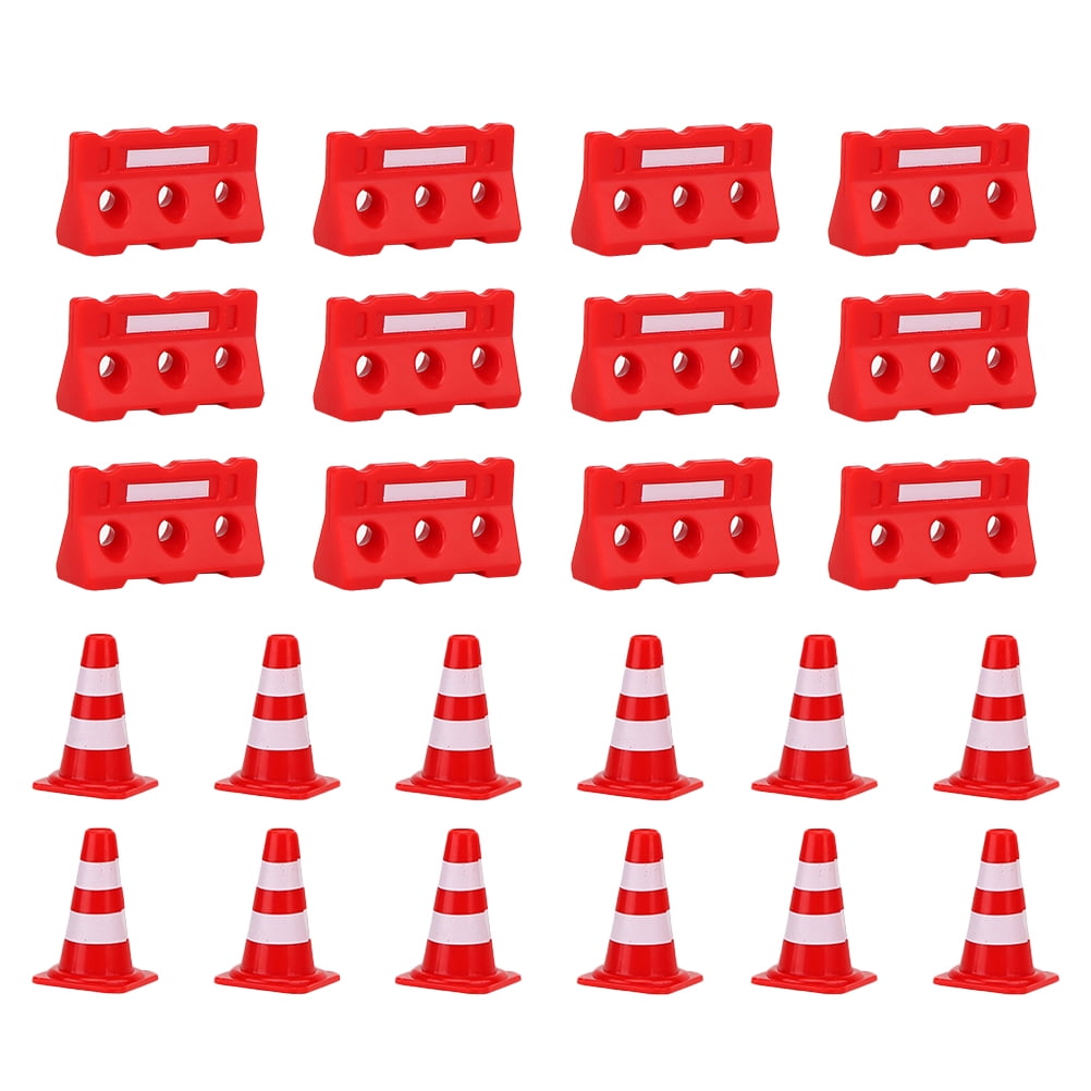 24pcs Mini Traffic Cones Fences Traffic Road Signs Playset Traffic