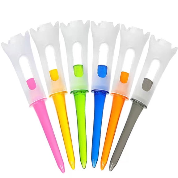 24pcs Mixed Colors Rubber Cushion Top Plastic Golf Tees 3 1/4 Inch Multiple Colors Reduces Friction and Side Spin for Men Balls Accessories