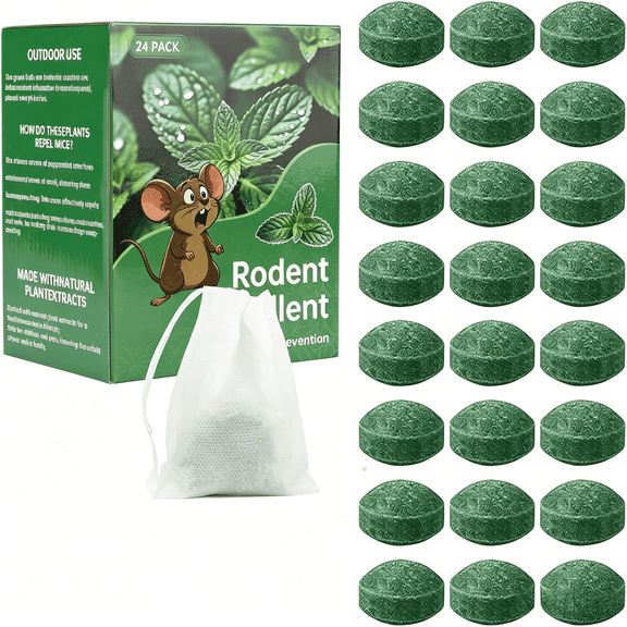 24pcs Mouse Rodent Repellent, Pest Repellent with Peppermint, for Mice, Rats, Squirrels, Spiders and Pests,Safe for Humans & Pets,Indoor & Outdoor Use