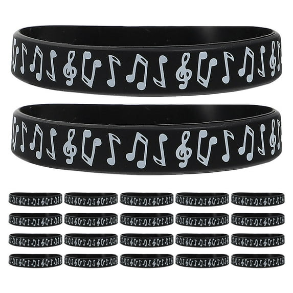 24pcs Music Note Silicone Wristbands Rubber Bracelets Concert Wristbands For Music Party Favors Decorations Event Accessories