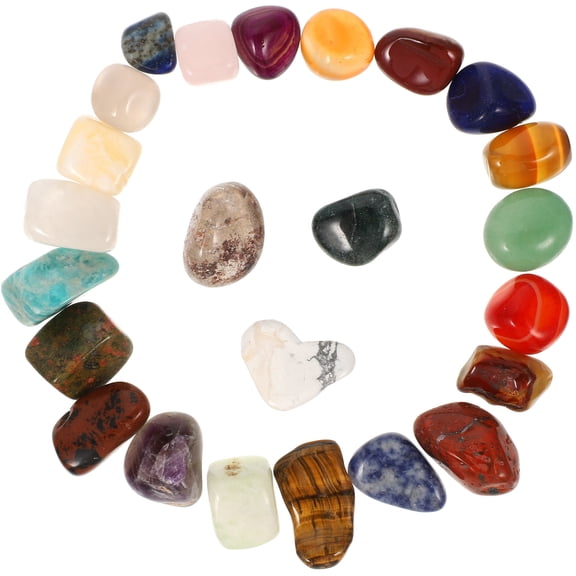 24pcs Multi-functional Chakra Crystal Decor Natural Irregular Gemstones Sample Educational Accessory