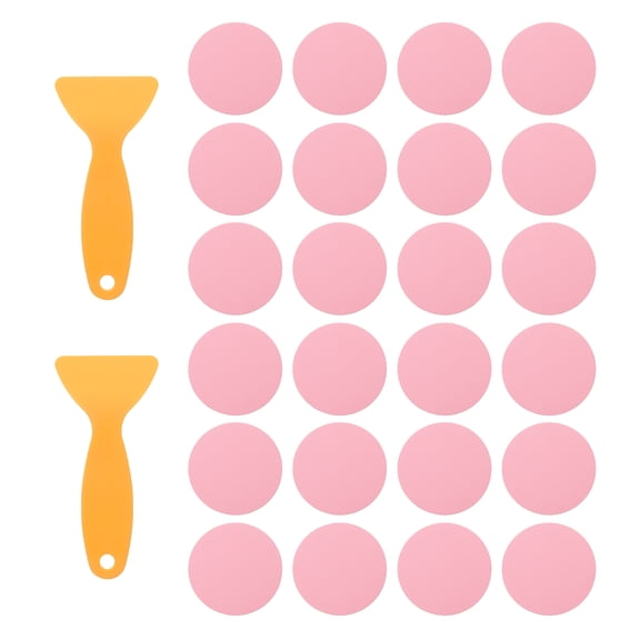 24pcs Non-Slip Bathtub Stickers, Anti-Slip Showers Treads Round Appliques with 2 Pcs Scraper for Bath Tub, Pink