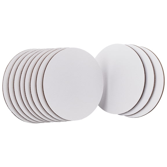 24pcs Painting Canvas Panels with Coated Paper on the Back Blank Drawing Boards for Oil & Acrylic Painting Flat Round White 10x0.3cm
