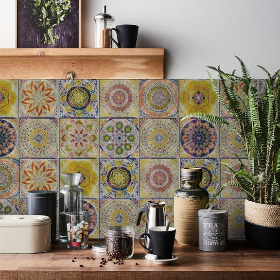 24pcs Peel and Stick Vinyl Backsplash Tiles Stickers Tile Paint Removable Waterproof Self-Adhesive Decals Vinyl Home Kitchen Bathroom Spring Easter Decoration Bathroom Decorand Accessories C1 10*10cm