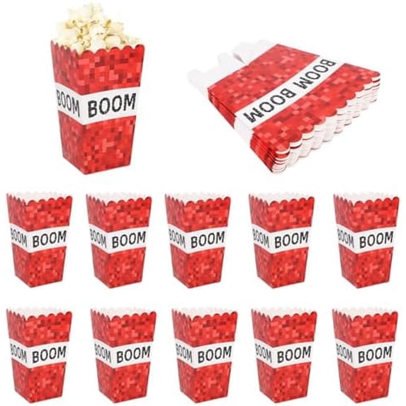 24pcs Pixel Popcorn Boxes, Pixel Theme Popcorn Goodie Bags Boom Candy ...