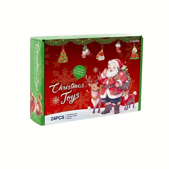 24pcs Poke Painting Christmas Theme Set, Father Christmas, Girls, Elk, Christmas Tree Hanging Decorations, Kids Christmas Gifts, Fantasy Princess DIY Poke Painting Kids Painting Girls Crafts