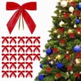 thumbnail image 1 of 24pcs Pre Tied Bows Velvet Ribbon Bows Classic Christmas Tree Hanging Decorations DIY Wreath Gift Bows/ Christmas Tree Hanging Decoration Bow Red, 1 of 7