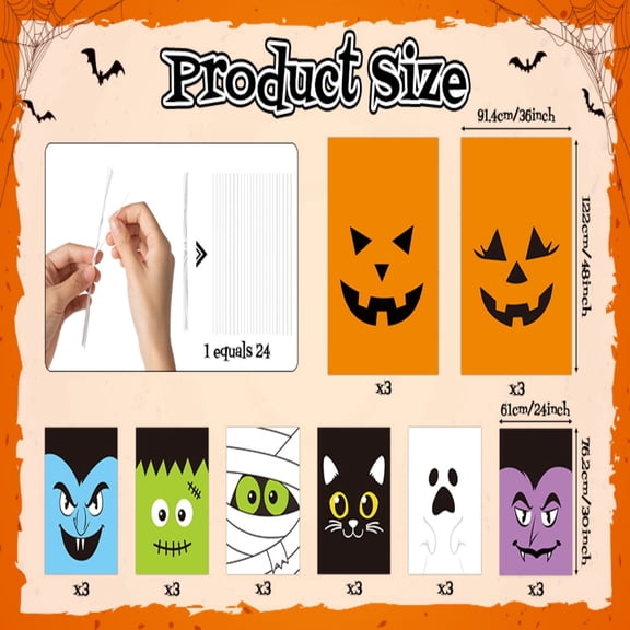 Laffact Halloween Pumpkin Theme Large Plastic Bags,24 Count