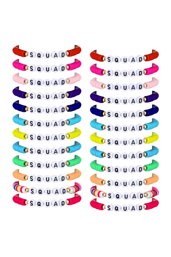 24pcs Rainbow Surfer Bracelets Set, Stretch Clay Beaded Bracelets Layered Colorful Friendship Bracelets