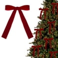 thumbnail image 1 of 24pcs Red Velvet Bows for Christmas Tree Decorations Wreath Burgundy Velvet Ribbon Garland Velvet Bows with Gold Twist Ties, 1 of 8