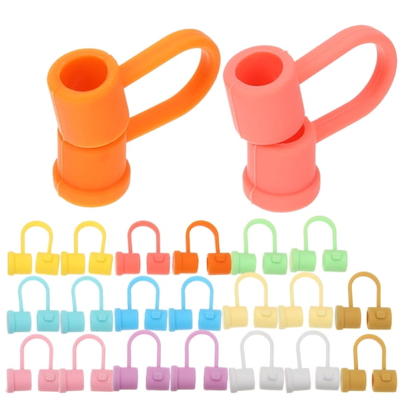 24pcs Reusable Straw Cover Cap Silicone Straw Tip Covers Drinking Straw Protective Caps
