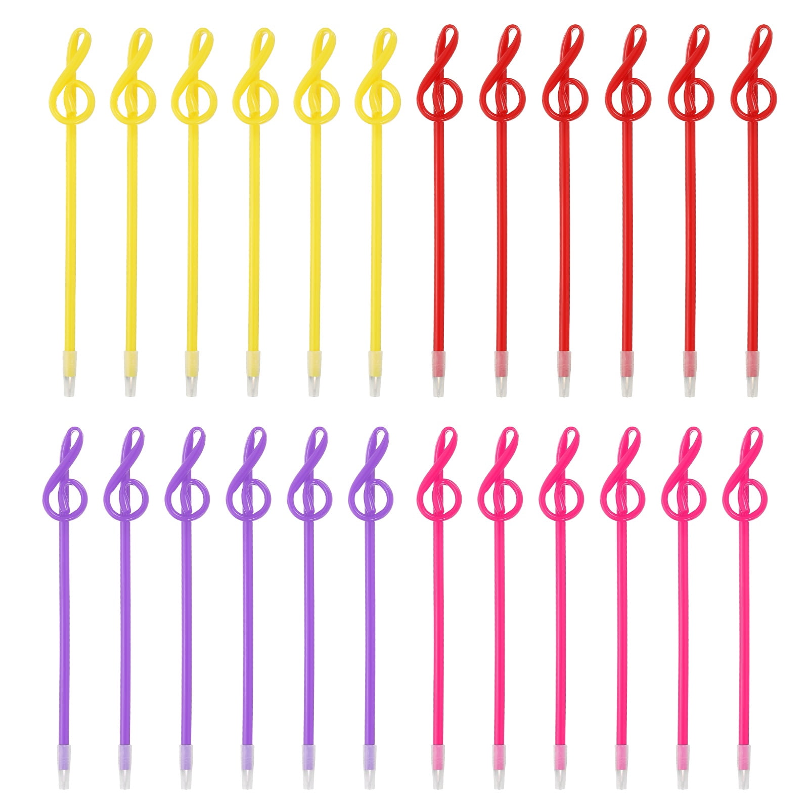 24pcs Rollerball Pens 1.0mm, Musical Note Ball Point Pens Black Liquid Gel Ink Music Novelty Smooth Writing for Home Office Gifts, Red Yellow Purple Pink