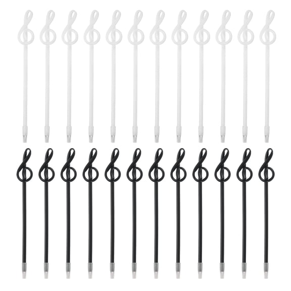 24pcs Rollerball Pens 1.0mm, Musical Note Ball Point Pens Black Liquid Gel Ink Music Novelty Smooth Writing for Home Office Gifts, Black/White