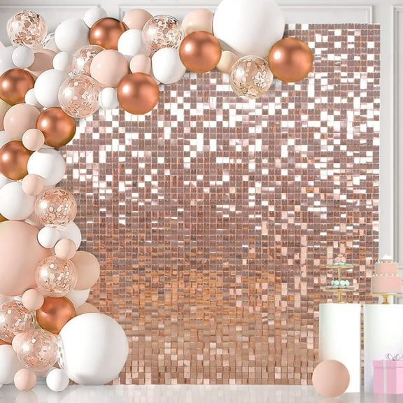 24pcs Rose Gold Shimmer Wall Panels Birthday Wedding Backdrop