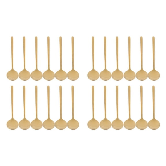 24pcs Round Shape Coffee Spoon Stainless Steel Mini Teaspoons Sugar Dessert Spoon (gold)
