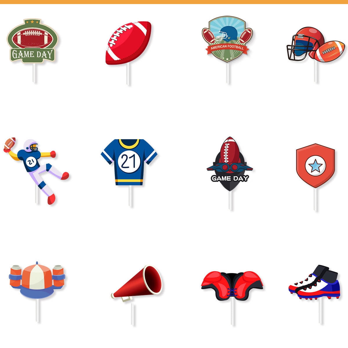 24pcs Rugby Ball Cupcake Toppers Sports Theme Cupcake Picks Rugby