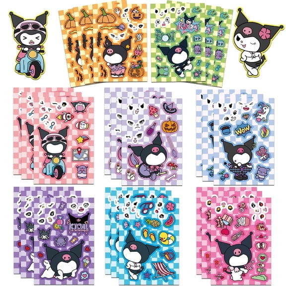 24pcs Sanlio Kuromi Sticker, DIY Stickers for Party Decoration,Make Your Own Decals for Kids Teens Party Decoration, Reward, Decor for Laptop Phone Case
