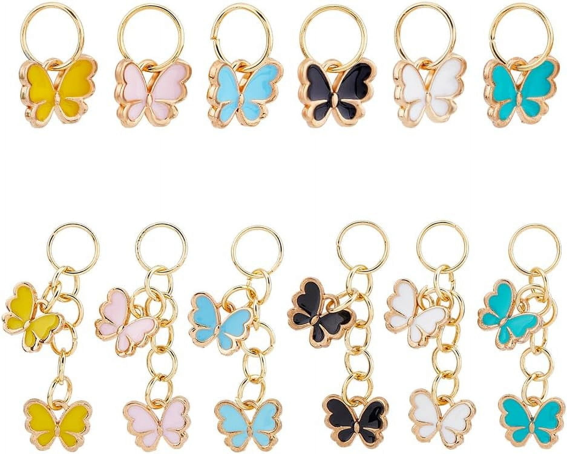 UNICRAFTALE 24pcs Shoelace Charms 6 Colors Shoe Buckle Pendants with Rings 2 Styles Alloy Butterfly Shoe Clips Pendants for Sneakers Casual Shoes