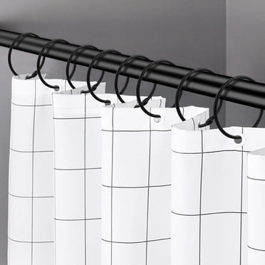 24pcs Shower Curtain Rings, Rustproof Decorative Shower Curtain Hooks Metal Round Shower Ring Hooks for Bathroom Shower Rod, 2 inch, Black
