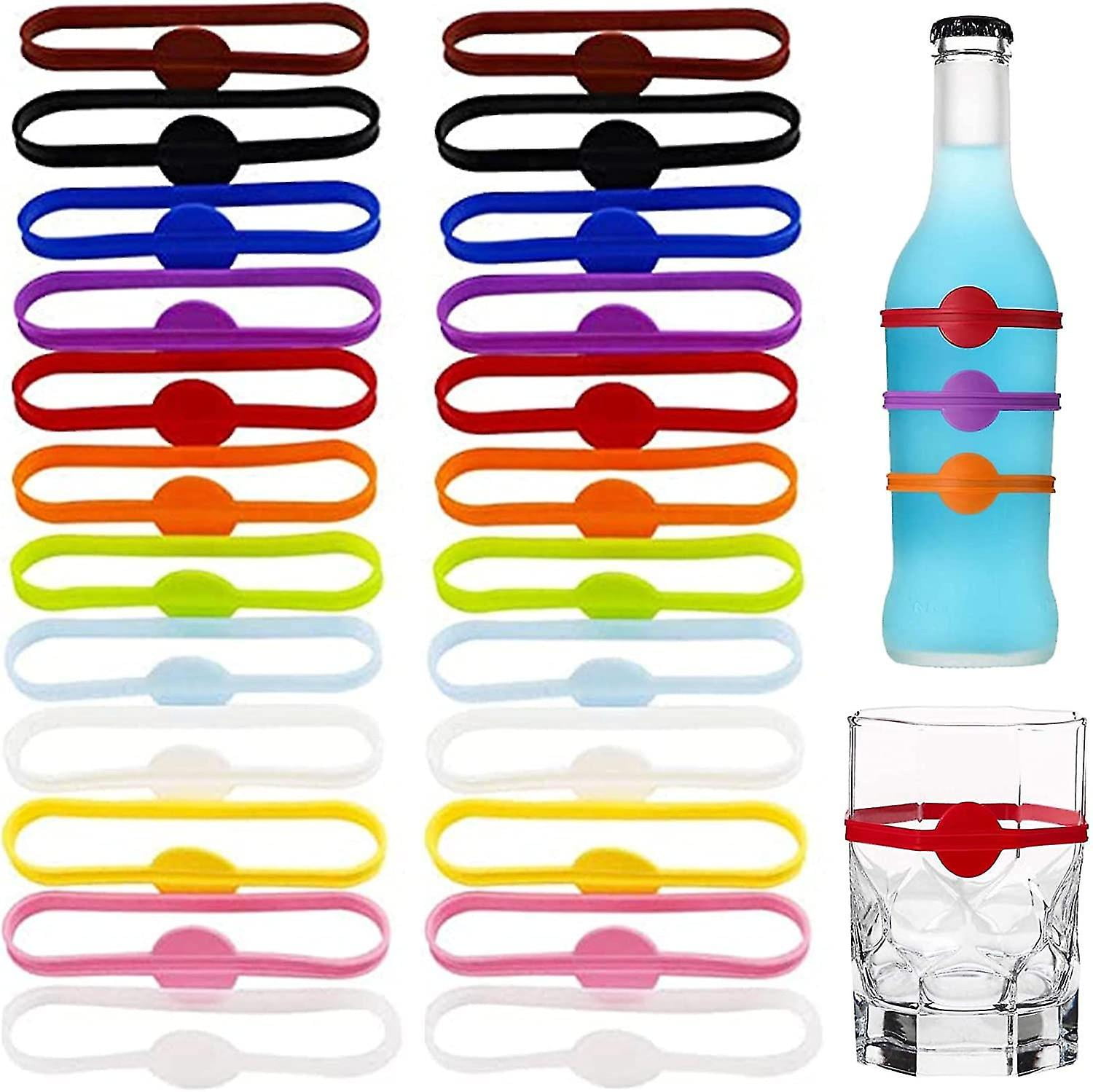12 Silicone Drink Markers – Reusable Cup Labels For Parties & Guests