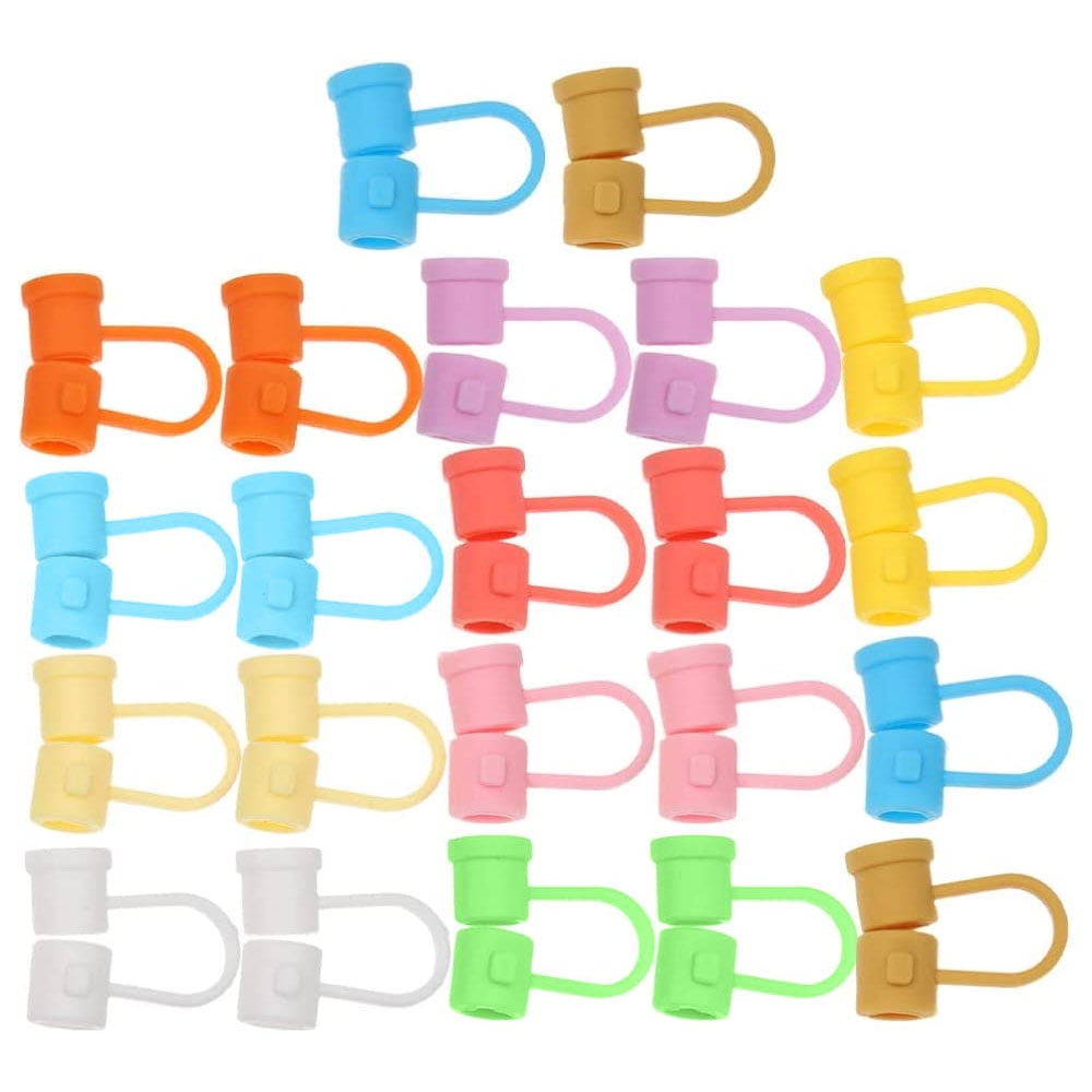 24pcs Silicone Straw Tips Cover 8MM Reusable Drinking Straw Cap Cover