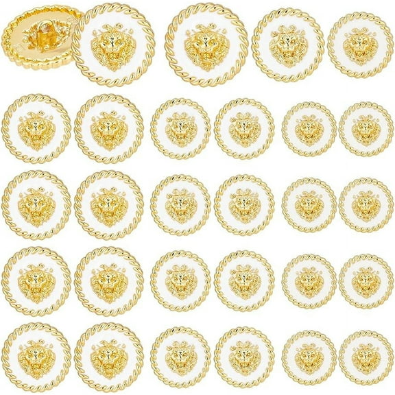 24pcs Single Hole Sewing Buttons Metal Blazer Button Vintage Lion Buttons White Golden Shank Buttons for Clothing DIY Crafts 18/20/23mm