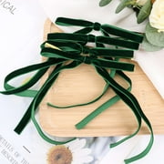 GYRATEGIRL 24pcs Skinny Ribbon Velvet Bows Vintage Decorations for Christmas Tree, Wreath, Wedding, Gift Wrap Blackish green