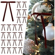 GYRATEGIRL 24pcs Skinny Ribbon Velvet Bows Vintage Decorations for Christmas Tree, Wreath, Wedding, Gift Wrap Brown
