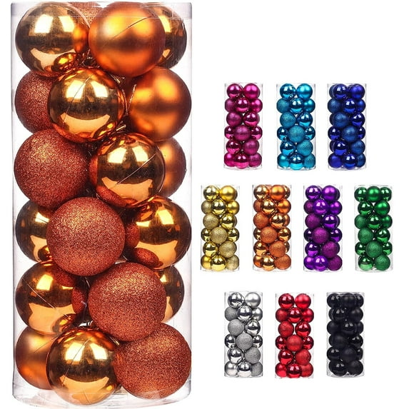 24pcs Small Christmas Ball, 6cm/2.36'' Ornaments Shatterproof Mini Desktop Christmas Tree Balls Multicolor Pastel Tree Ornaments Pendant (24pcs Bronze)