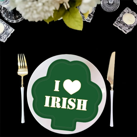 24pcs St. Patrick's Day Disposable Plates - Clovers-themed - for St. Patrick’s Day, Irish Party Dinner Party Tableware Set