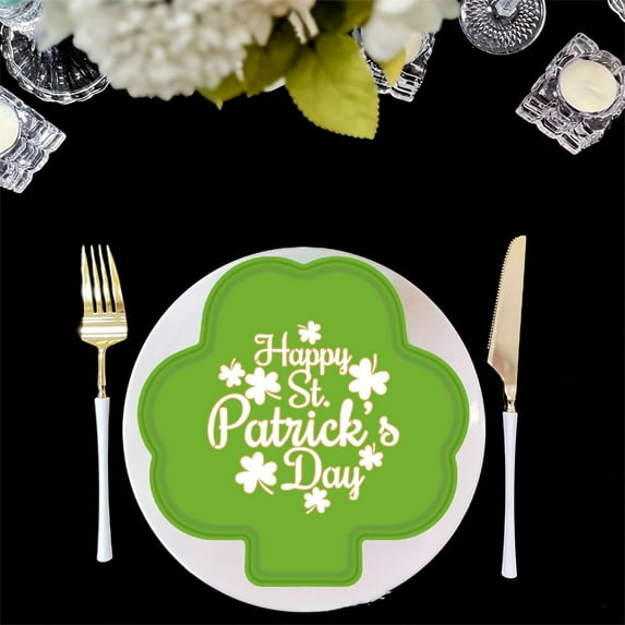 24pcs St. Patrick's Day Disposable Plates - Clovers-themed - for St. Patrick’s Day, Irish Party Dinner Party Tableware Set