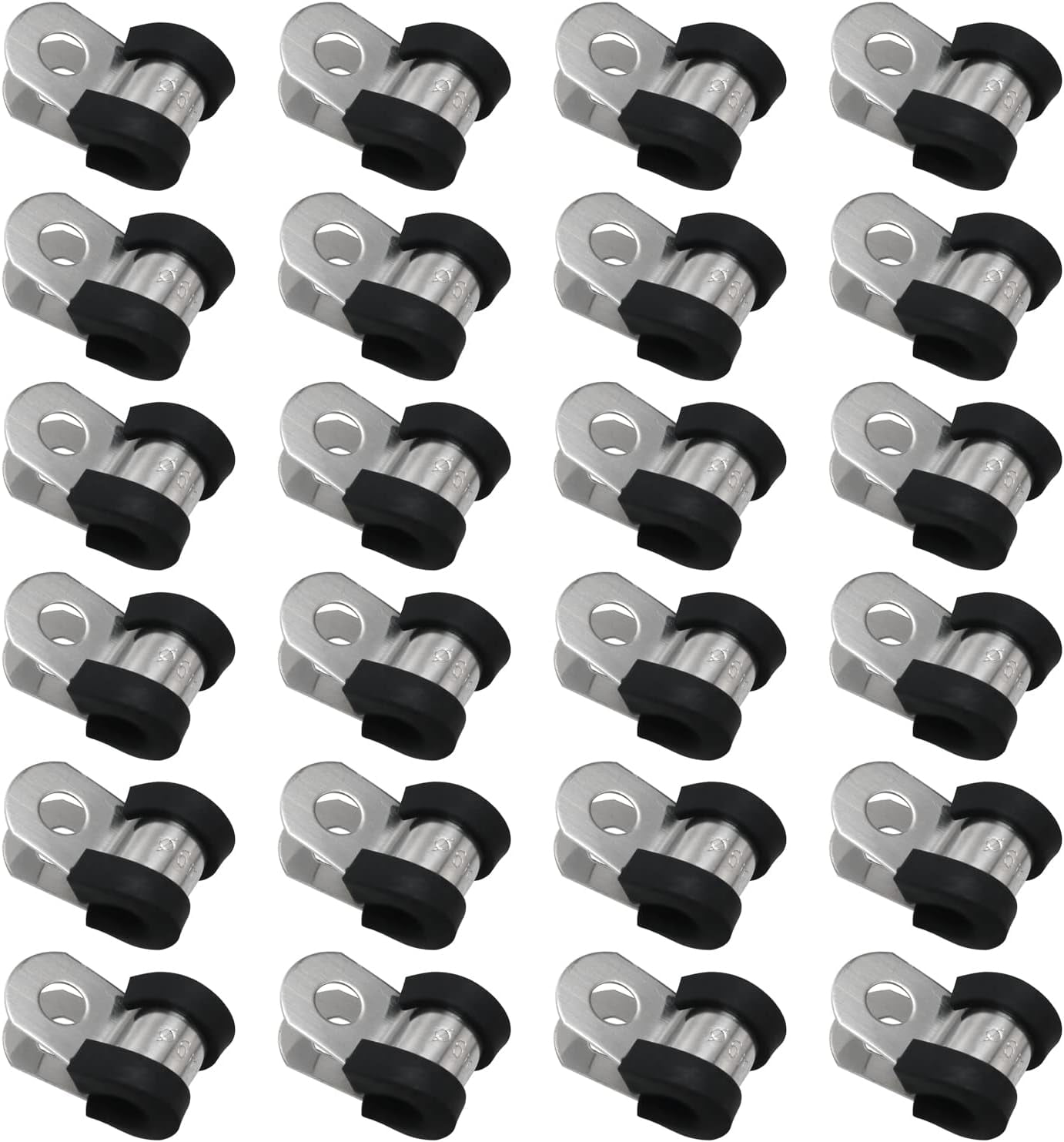 LOKMAN 20 Pack 1/2 Inch Stainless Steel Cable Clamp, Rubber Cushioned Insulated Clamp Metal Clamp Tube Holder For Tube Pipe Or Wire Cord Installation