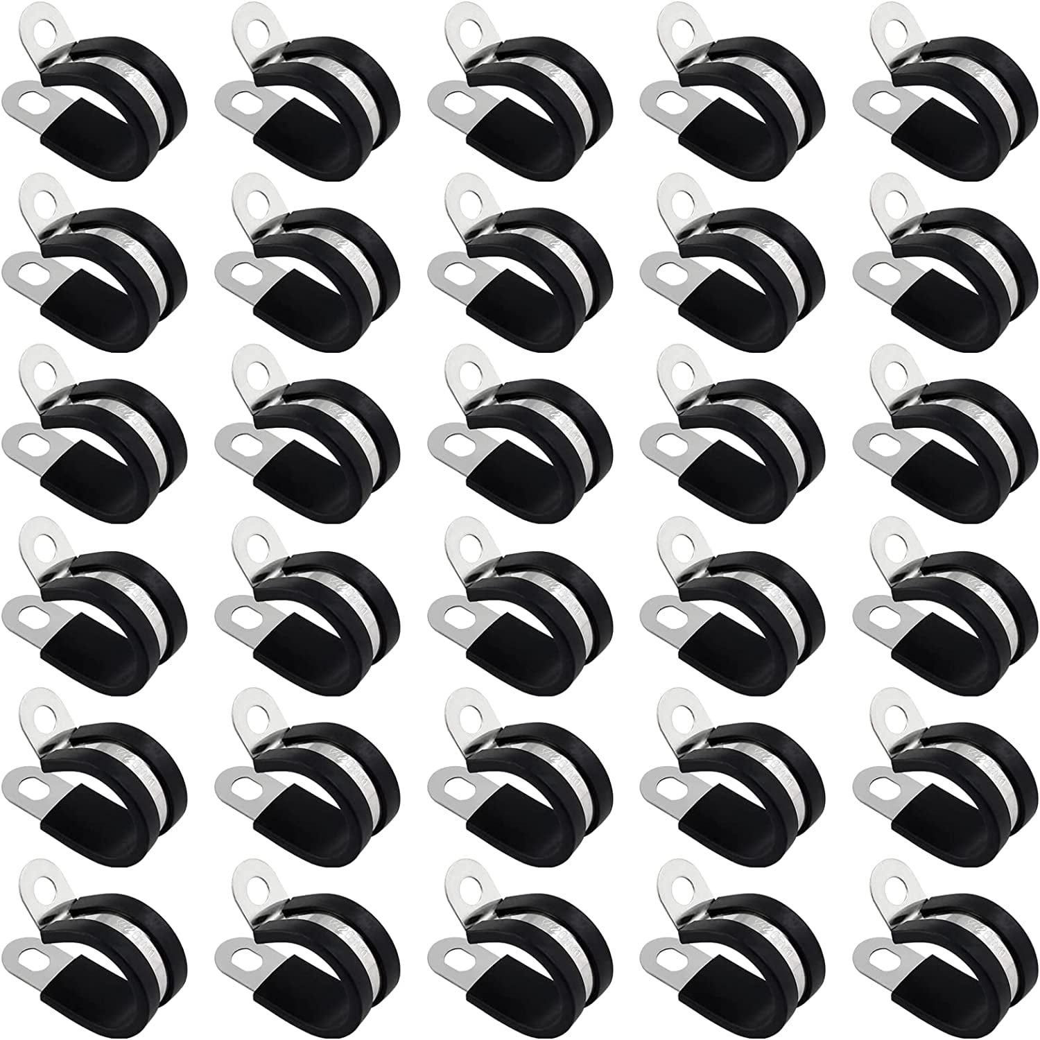 Colliers Câble Caoutchouc Isolé 1 Cable Clamp Stainless Steel Rubber Cushioned Insulated Metal Clamp, Tube Holder For Tube, Pipe Or Wire Cord Installation (12 Pack Stainless Steel Cable Clamps