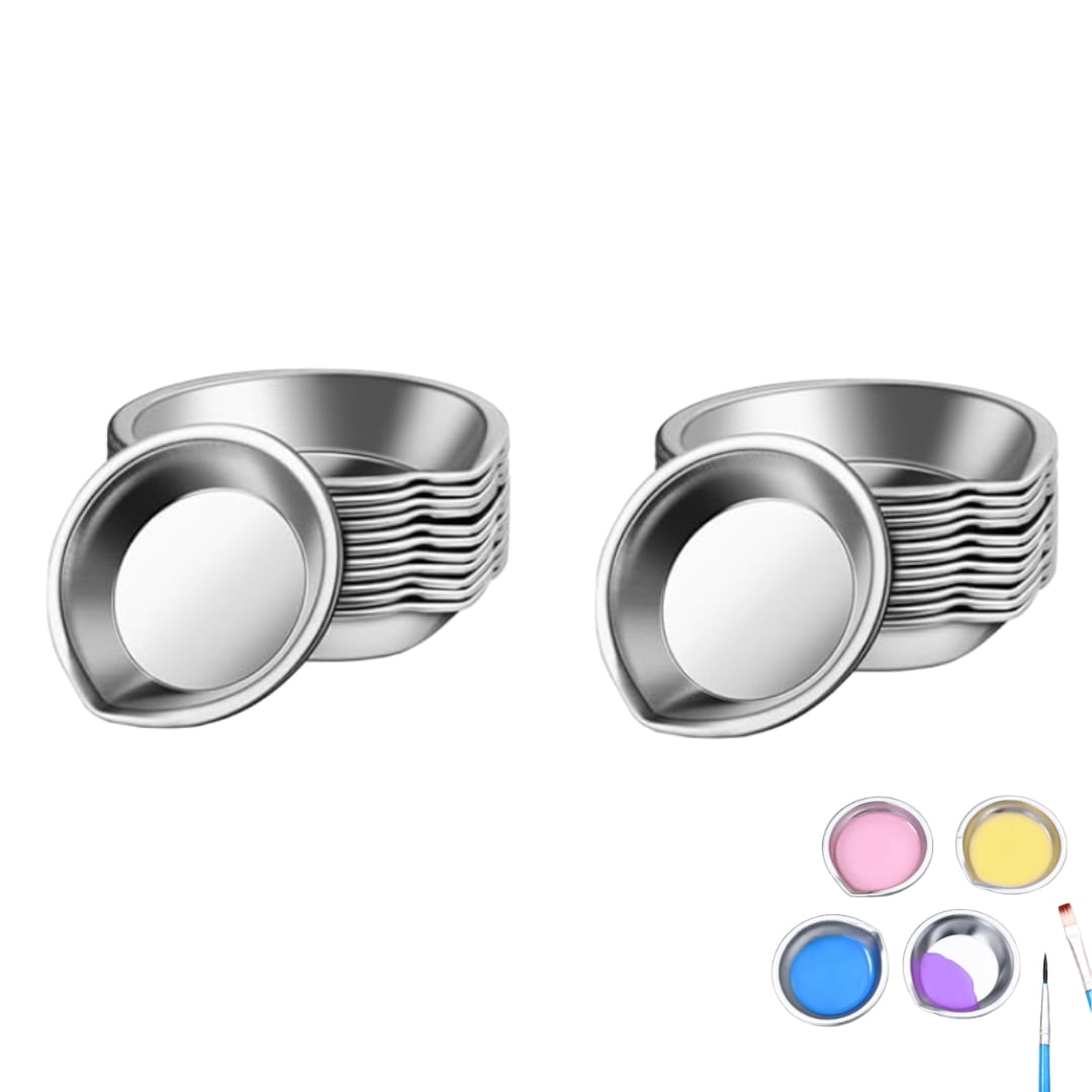 24pcs Stainless Steel Watercolor Mixing Tray Pigment Palette Lightweight Art Tray for Artists Students Schools
