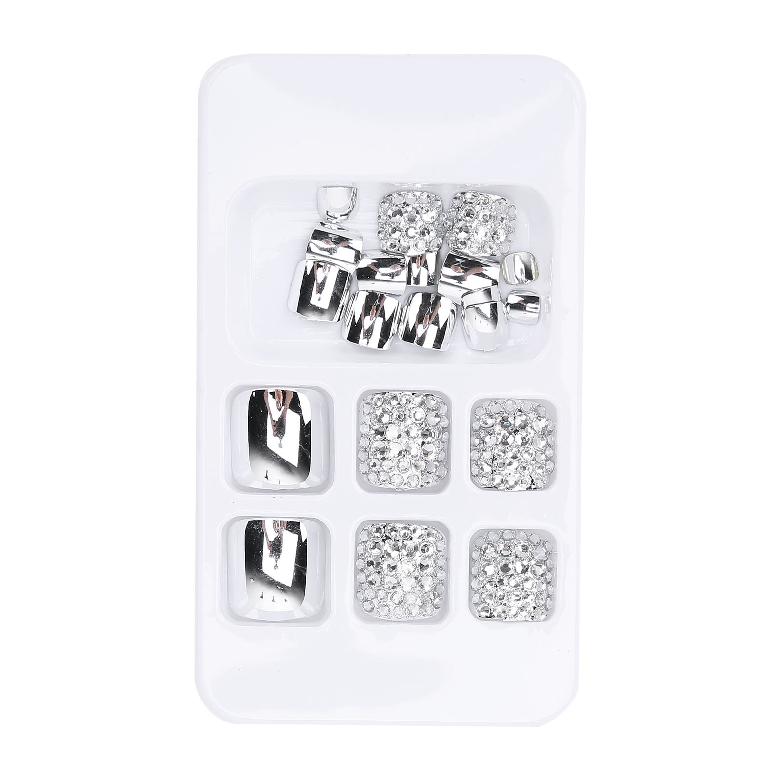 24pcs Summer Shining False Toe Nails Women Fake Toe Nails Artificial