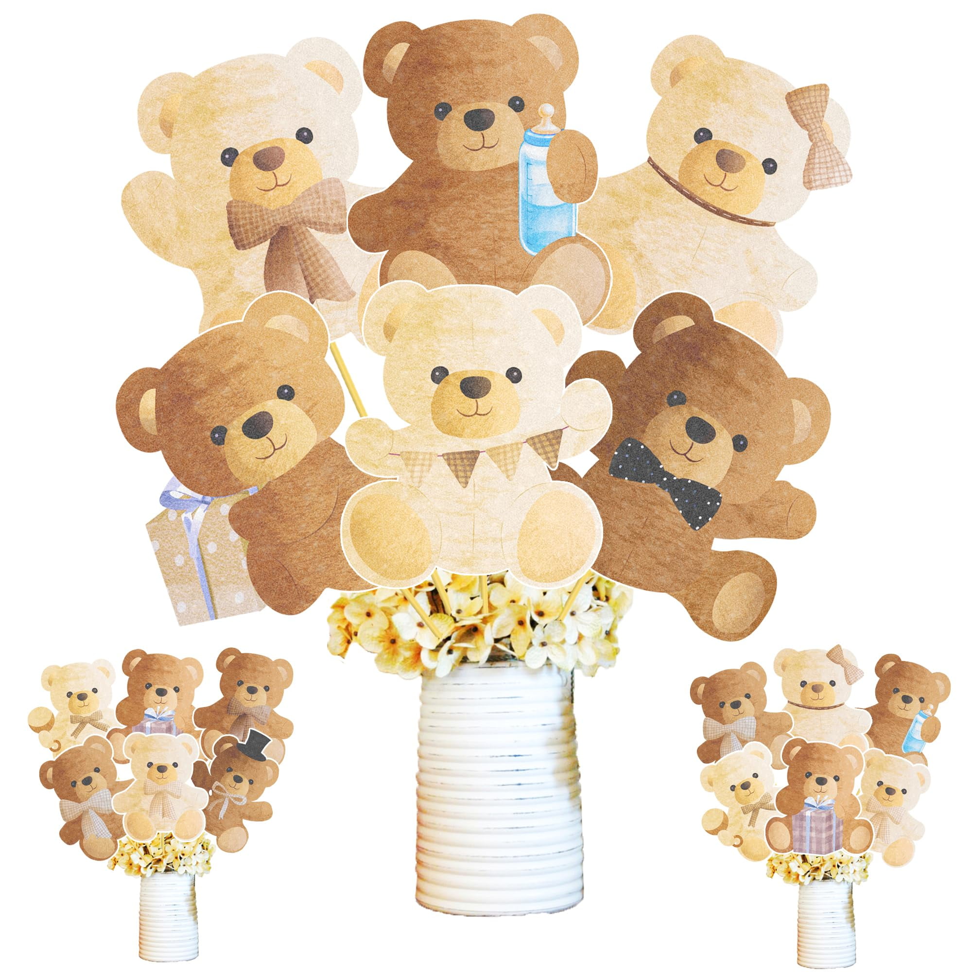 24pcs Teddy Bear Baby Shower Centerpiece Sticks Teddy Bear Birthday ...